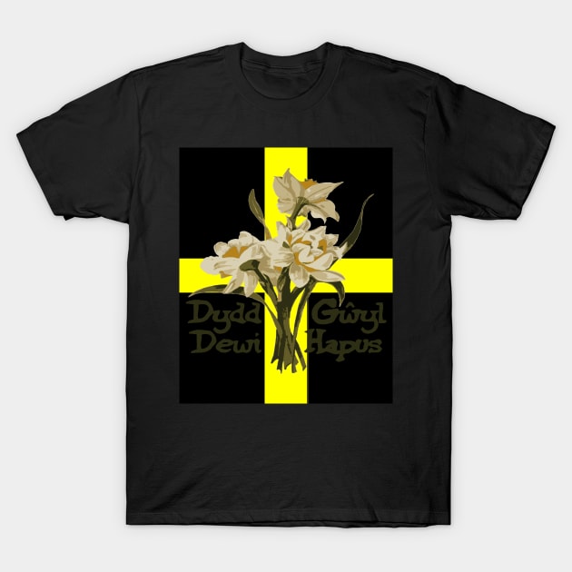 Dydd Gwyl Dewi Hapus With St David Cross T-Shirt by taiche